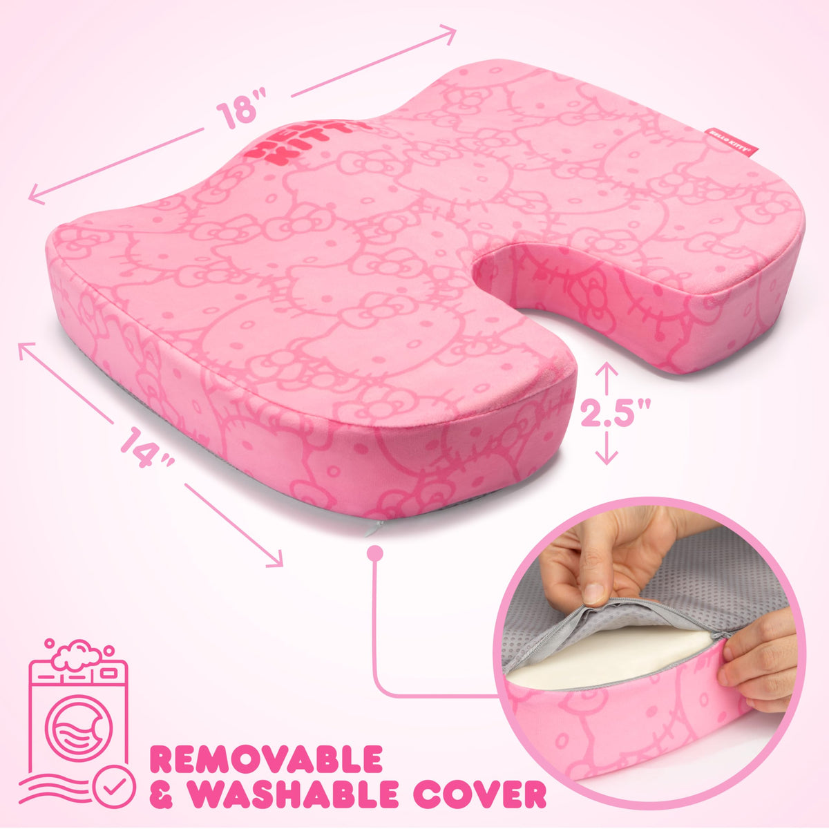 Carbella Hello Kitty placed on office chair offering supportive comfort