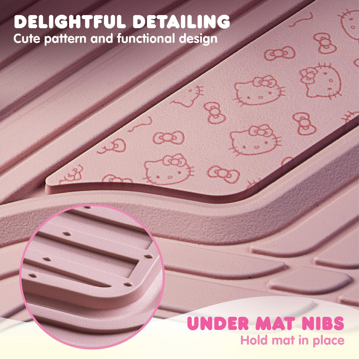 Carbella Hello Kitty mat installed in SUV interior adding color and protection