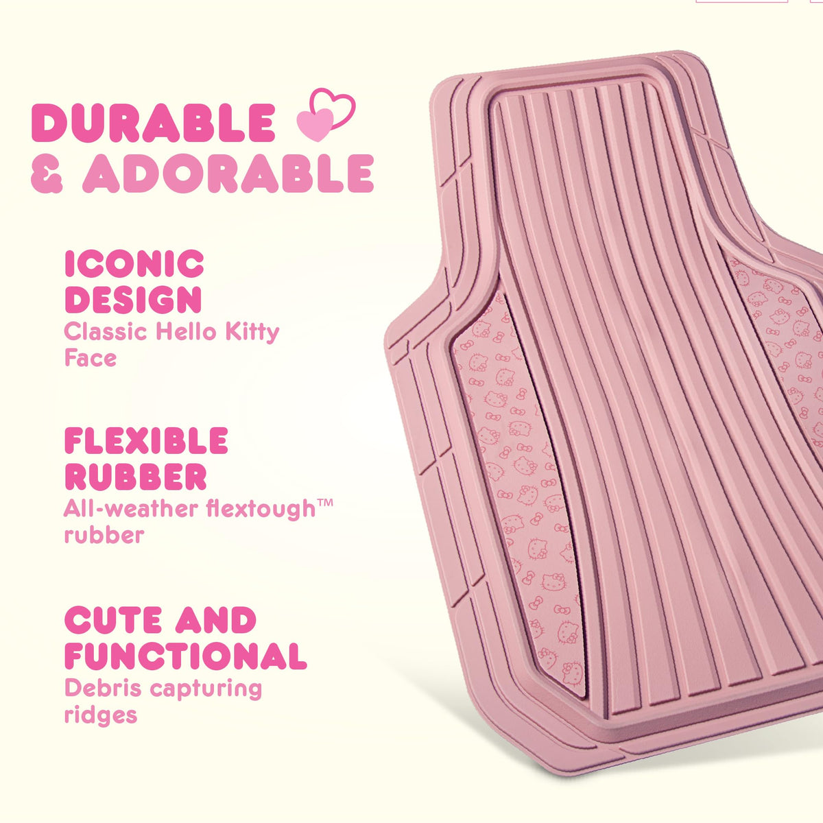 Carbella Hello Kitty paired rear mats covering backseat floor for cohesive style