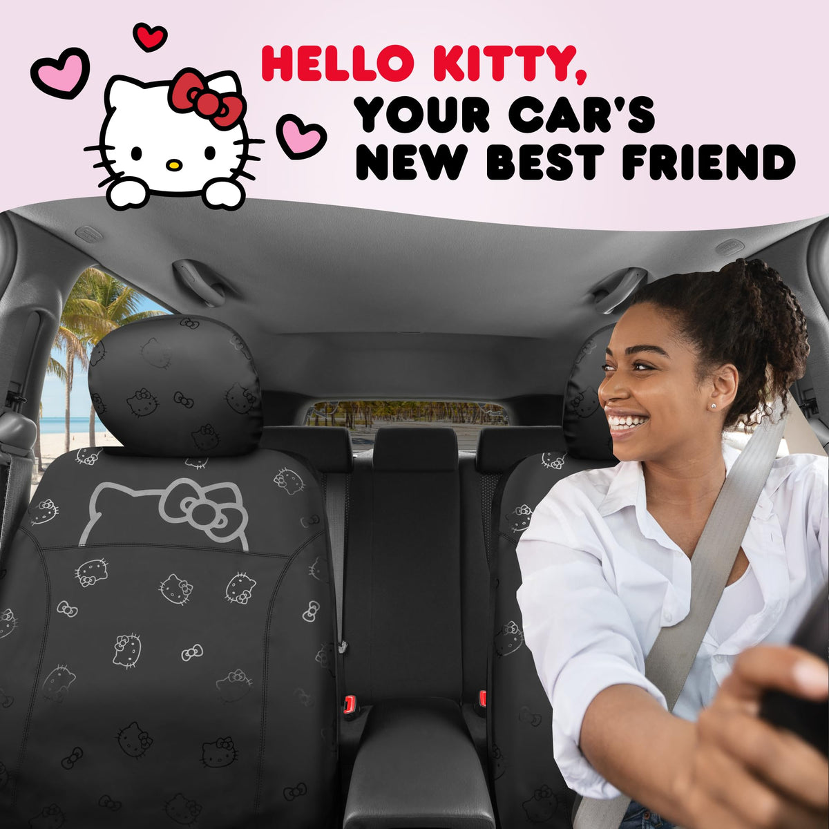 Carbella Hello Kitty rubber floor mat close-up showing groove design for trapping dirt