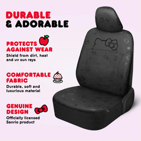 Carbella Hello Kitty seat cover texture detail showing durable PU leather surface