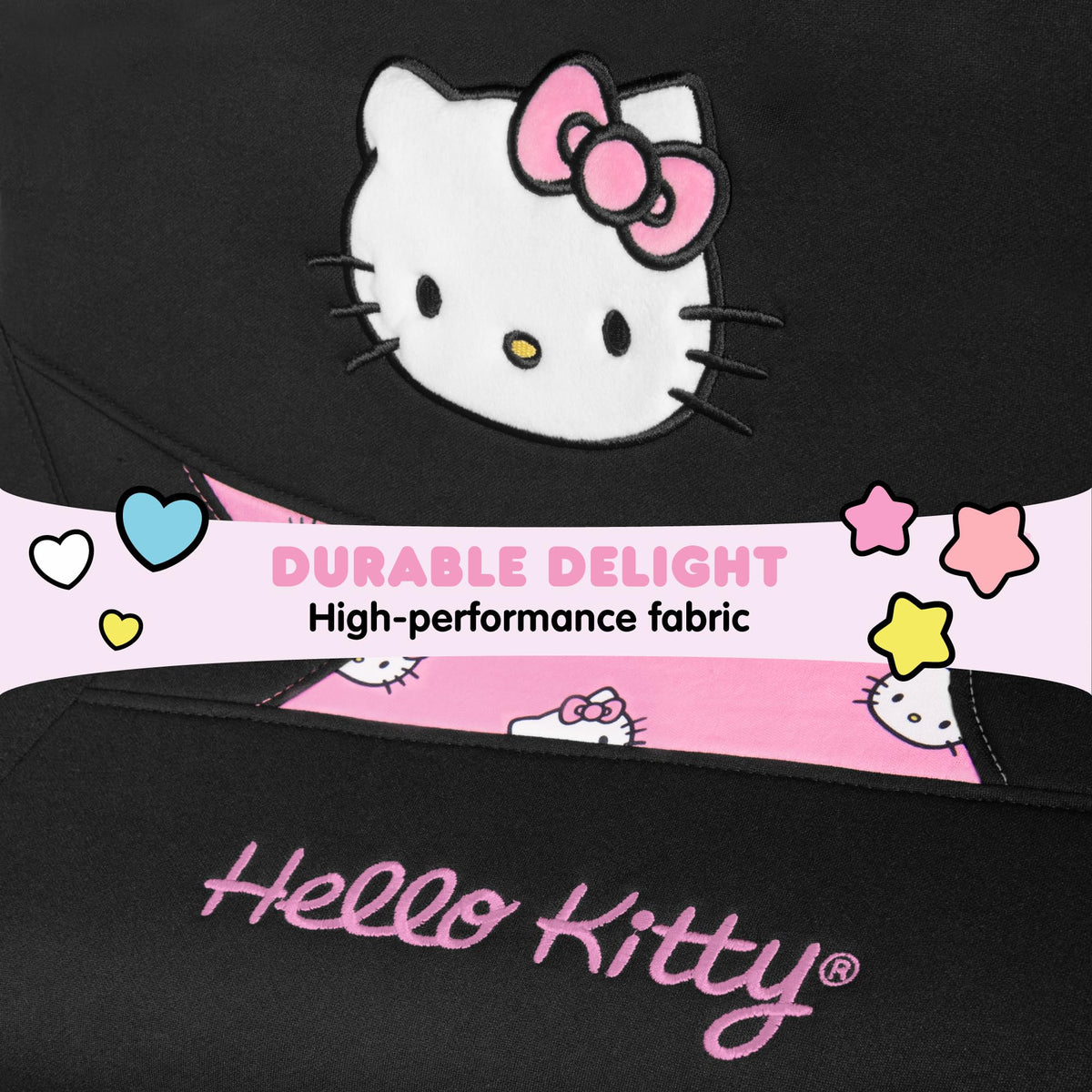 Carbella Hello Kitty seat in use with child showing comfort and playful style