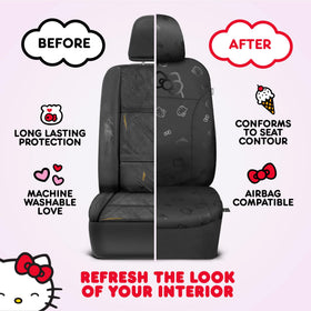 Carbella Hello Kitty headrest and seam stitching showing durable construction