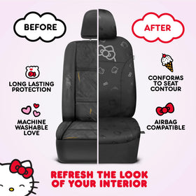 Carbella Hello Kitty mats and covers size comparison to show fit for typical car