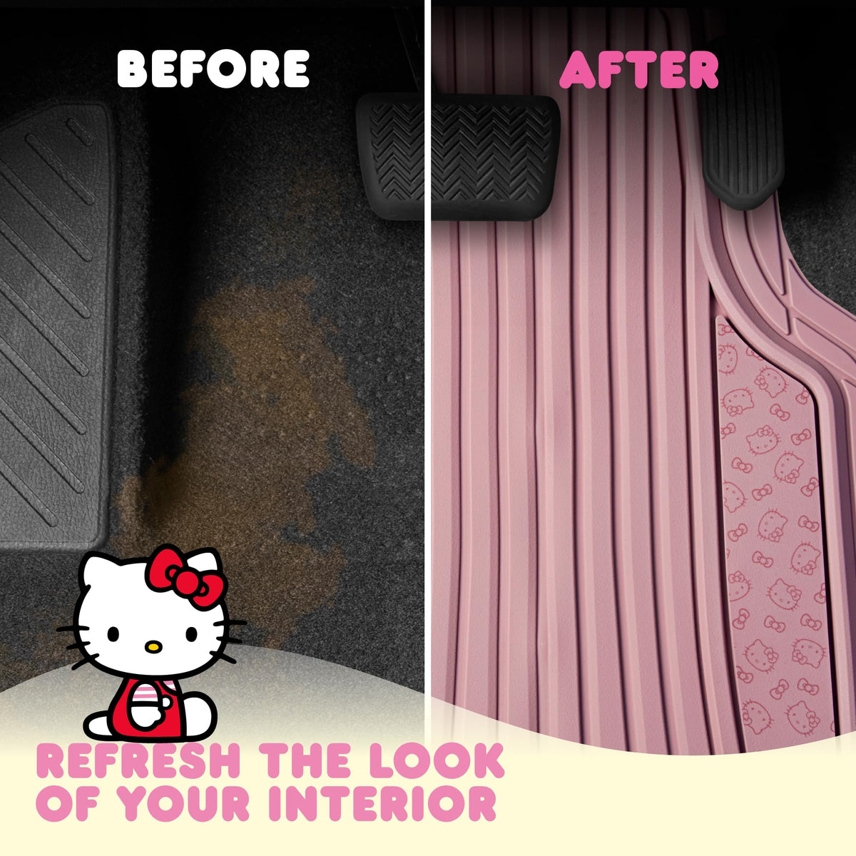 Carbella Hello Kitty size comparison with shoe demonstrates full-foot coverage