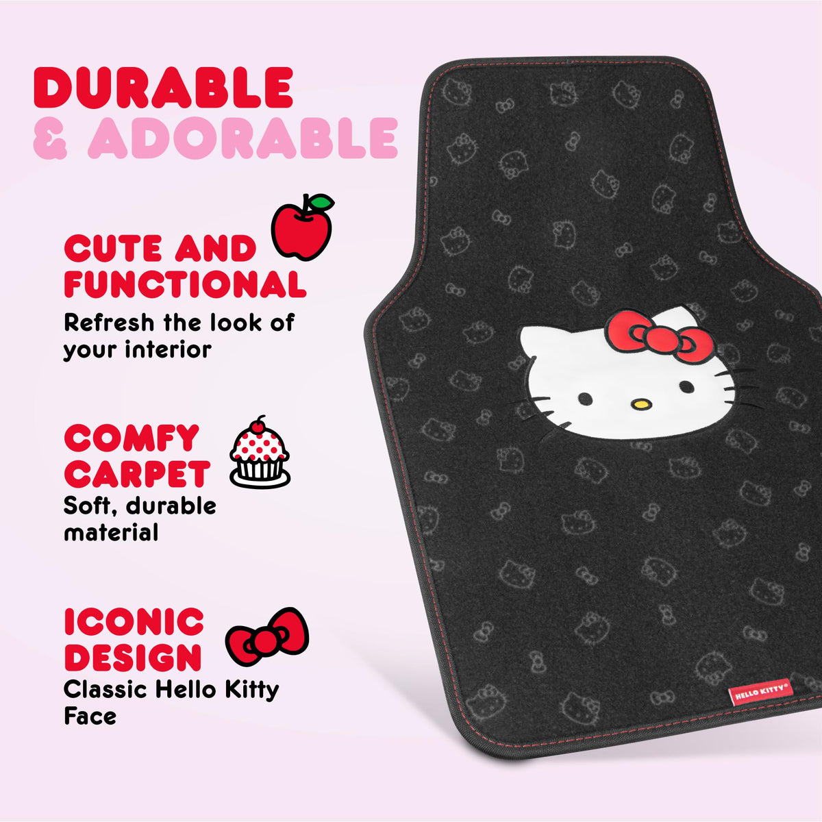 Carbella Hello Kitty accordion sunshade blocking sun to protect dashboard and seats