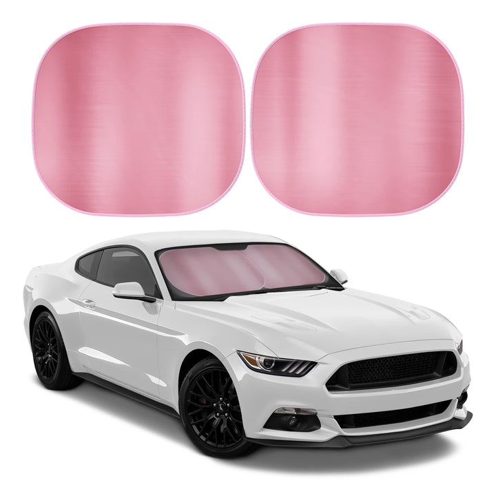 Carbella front view of metallic pink sunshade showing full windshield coverage and cooling benefit