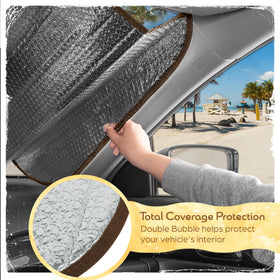 Carbella reversible reflective side exposed showing maximum sun-blocking performance