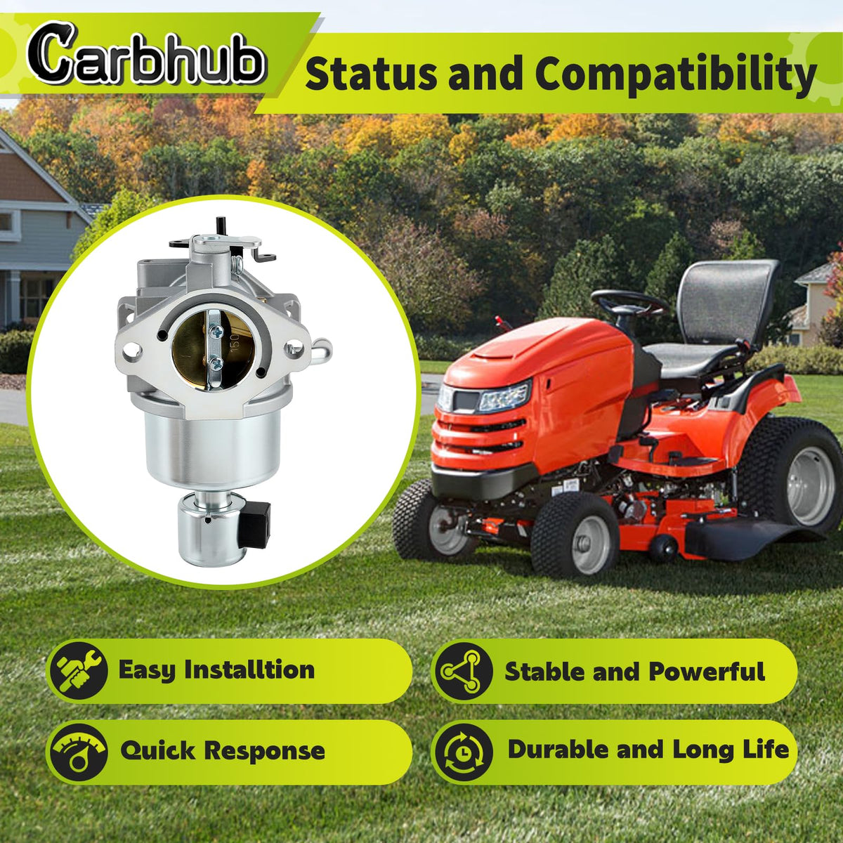 Carbhub 594605 close-up of throttle linkage and adjustment screws for precise tuning