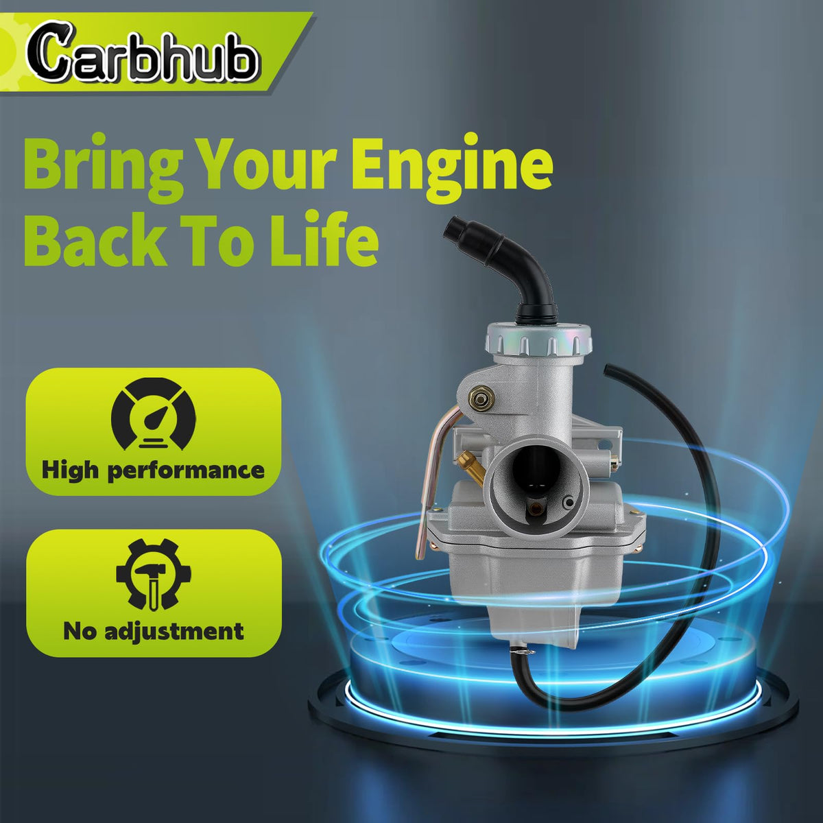 Carbhub carburetor size comparison with ruler showing correct dimensions for fitment