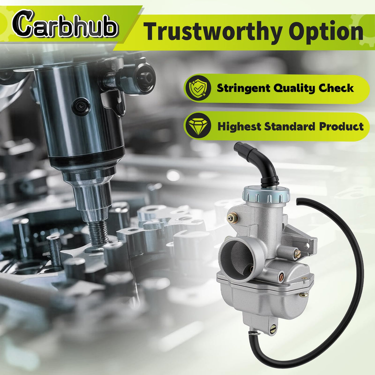 Carbhub carburetor top bowl detail highlighting accessible jets for easier maintenance