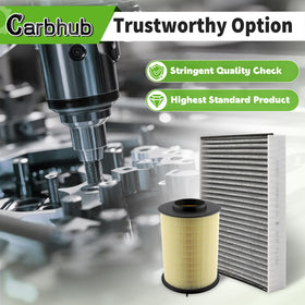 Carbhub filters beside a ruler showing dimensions for accurate fit confirmation