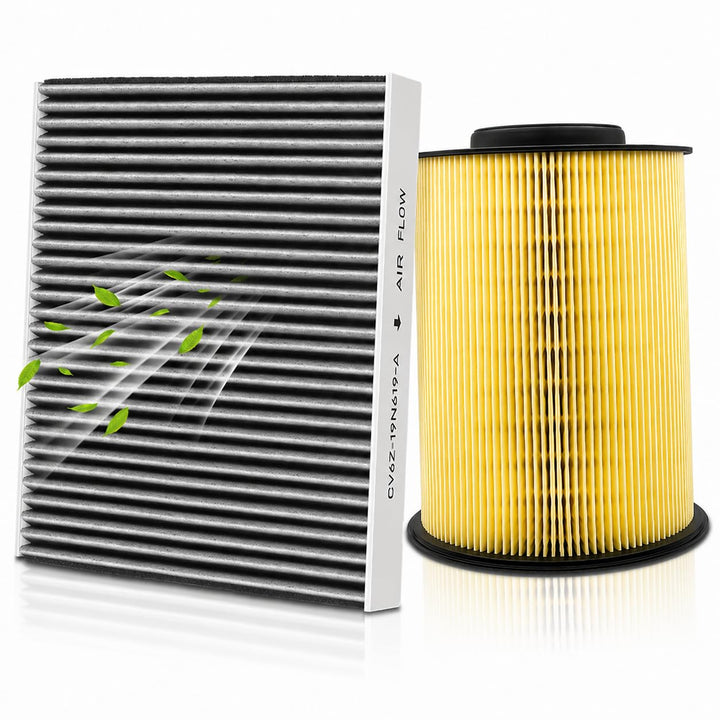 Carbhub front packaging showing engine and cabin filter set and fitment details