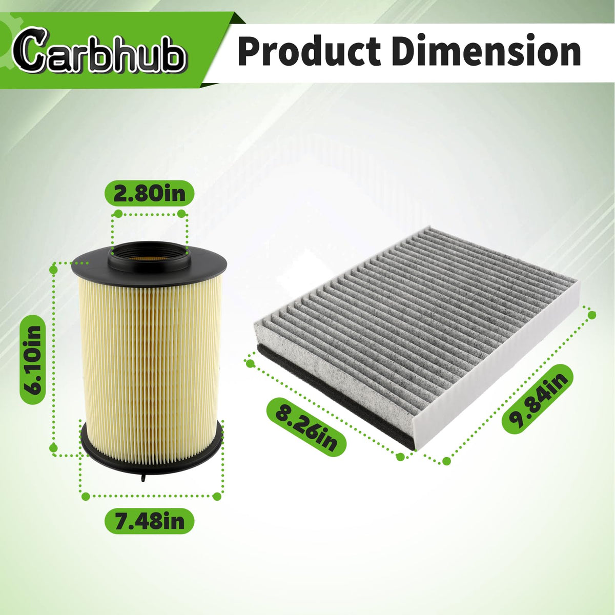 Carbhub engine filter installed in vehicle bay demonstrating correct fit
