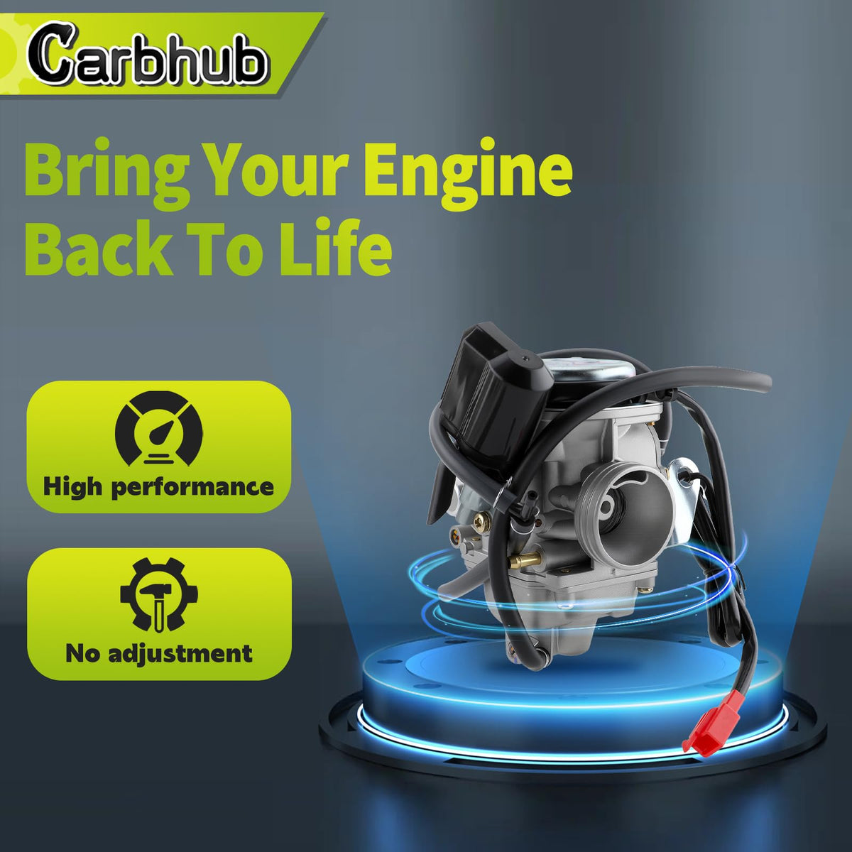 Carbhub carburetor kit on workbench ready for installation by DIY mechanic