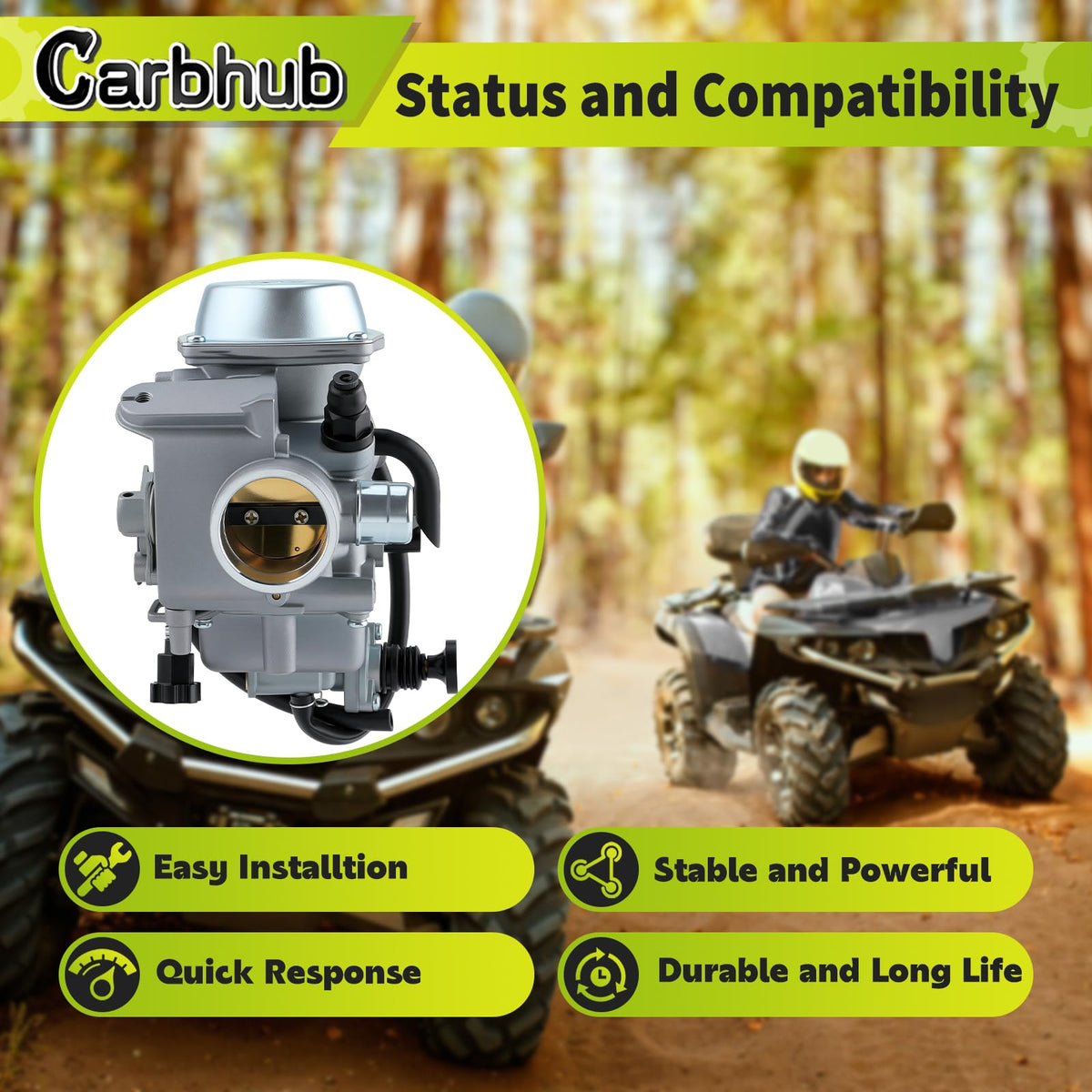 Carbhub carburetor side mounting detail illustrating bolt locations for accurate alignment