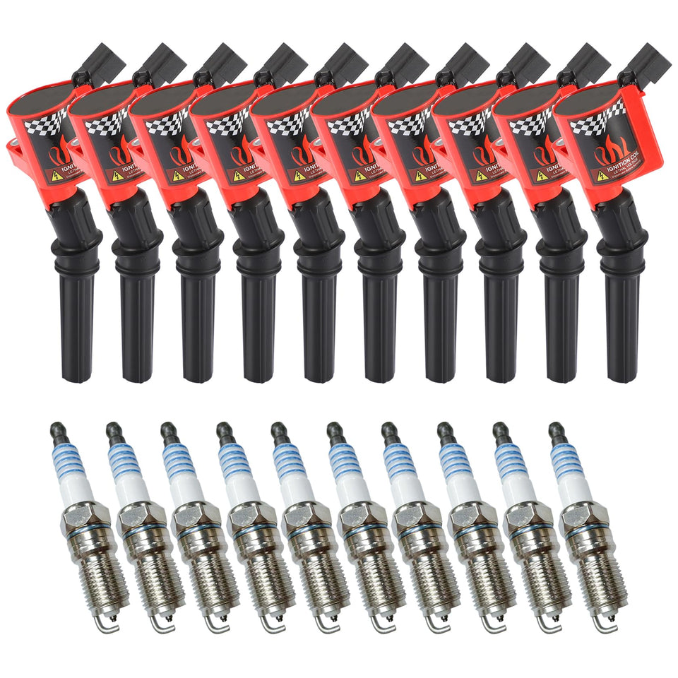 CarBole front package view showing 10 coils and 10 spark plugs for easy replacement