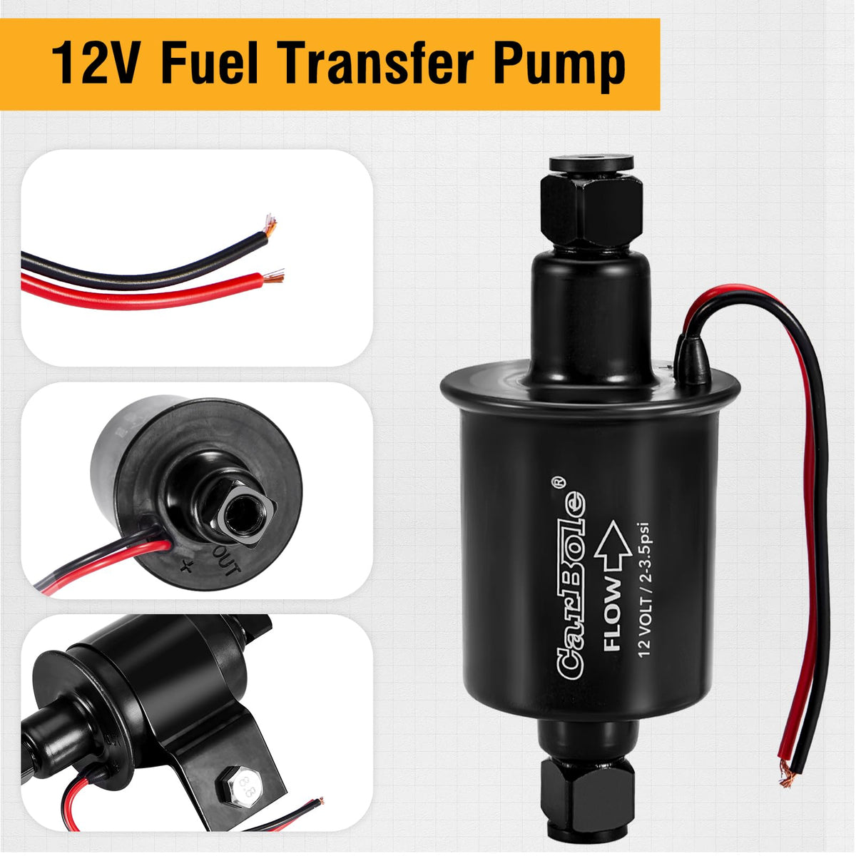 CarBole pump installed on a small boat engine illustrating reliable low-pressure fuel supply