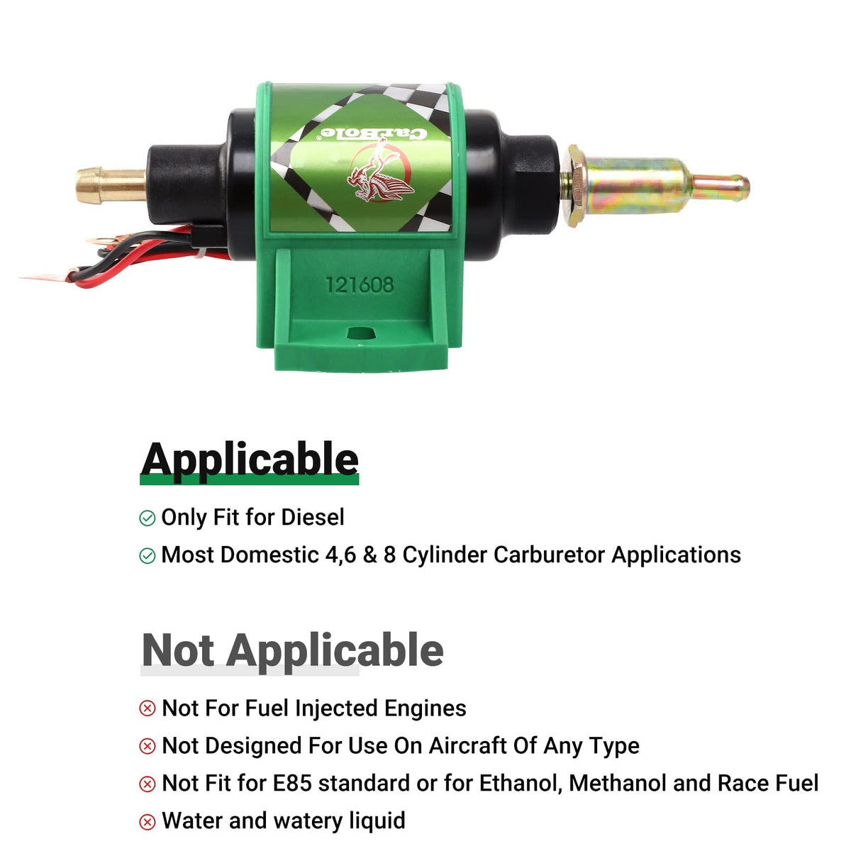 CarBole pump side profile showing 5/16 inch fittings for simple hose connections benefit