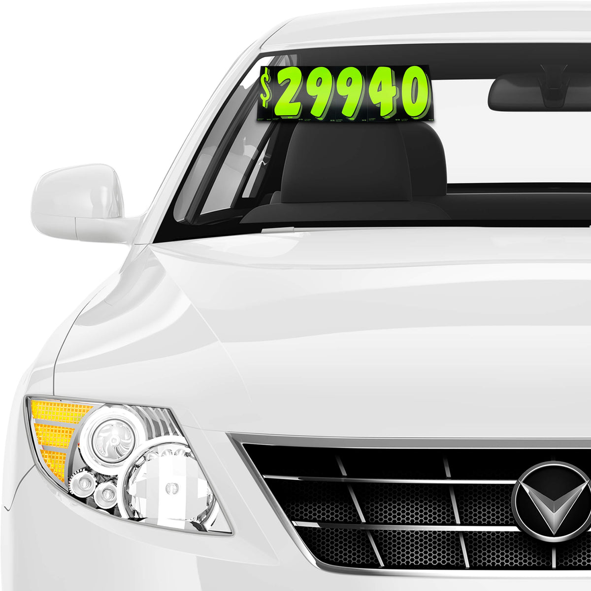 CarBowz decal beside a ruler showing 7.5 inch height for readability benefit