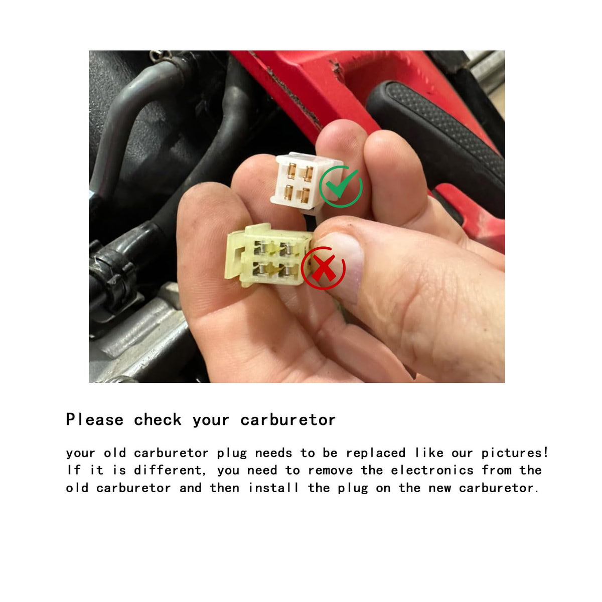 Carburionix closeup of square power connector for correct electrical fit