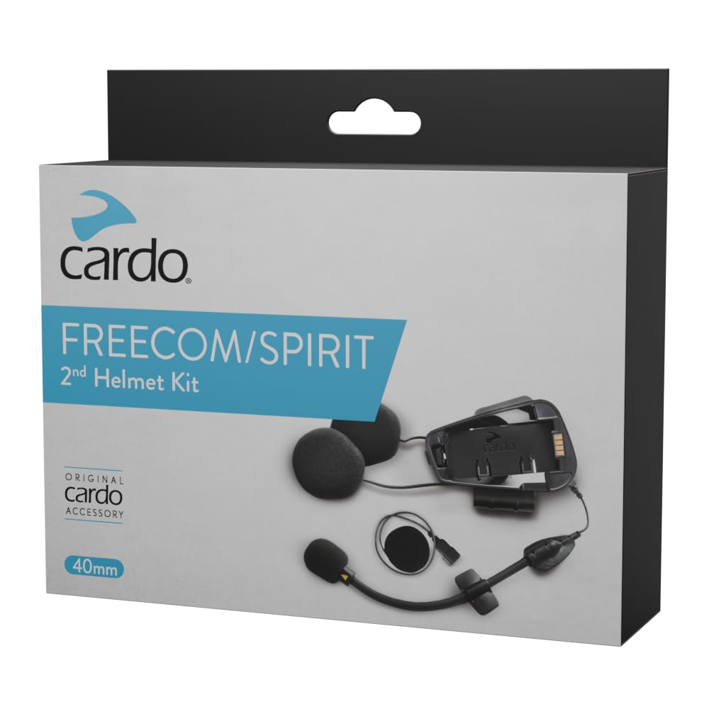 Cardo second helmet kit installed in helmet showing clean audio setup and easy sharing