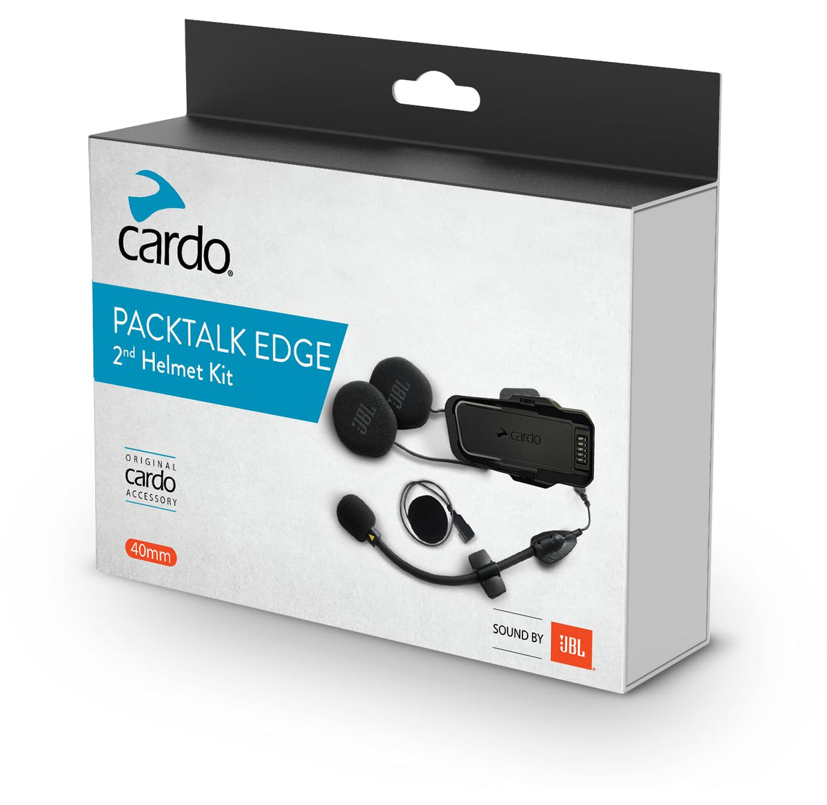 Cardo packtalk 2nd helmet kit front packaging showing sealed box and quick-install benefit
