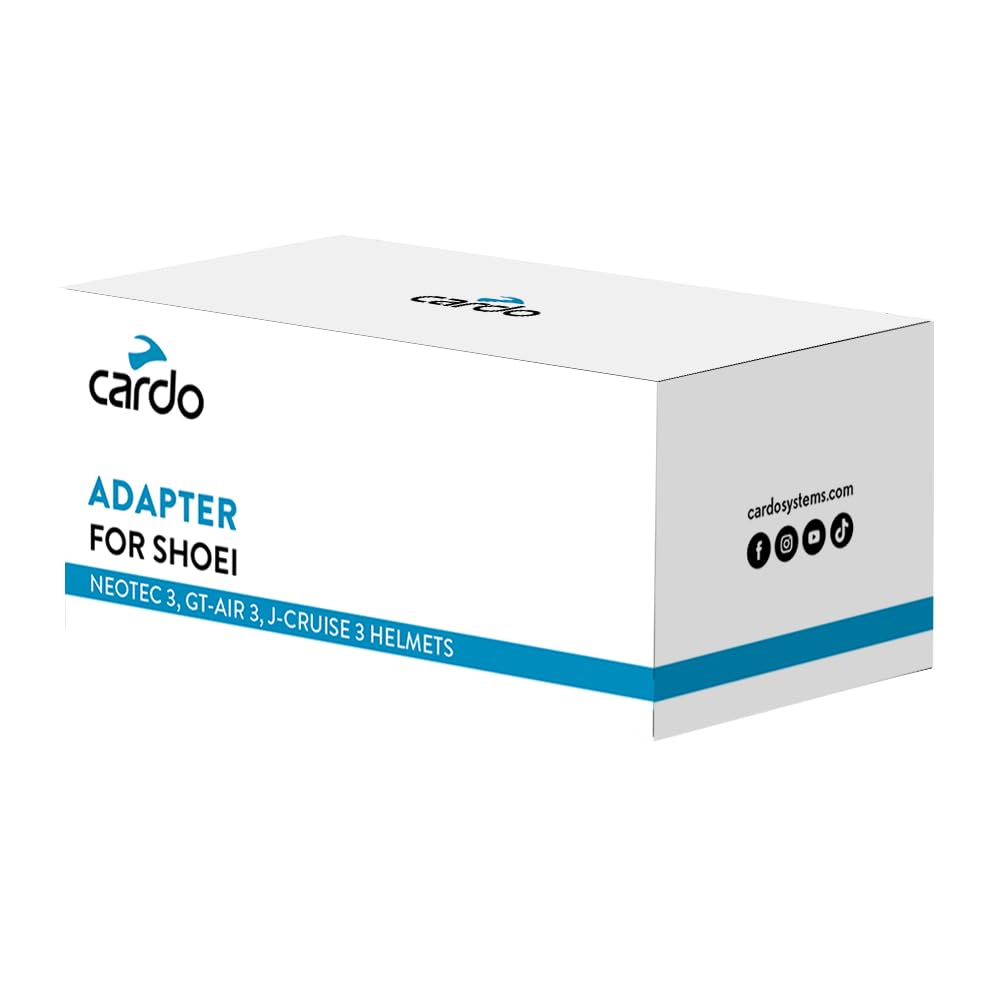 Cardo PACKTALK adaptor front view showing compact profile and secure fit