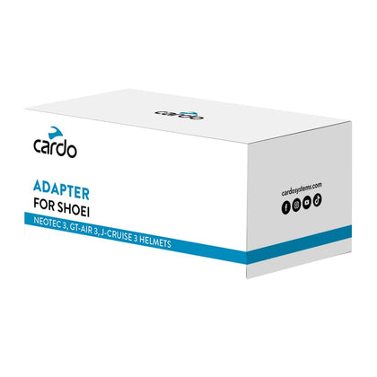Cardo PACKTALK adaptor front view showing compact profile and secure fit