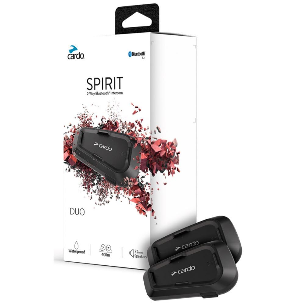 Cardo Spirit dual pack front view showing compact design and quick install benefit