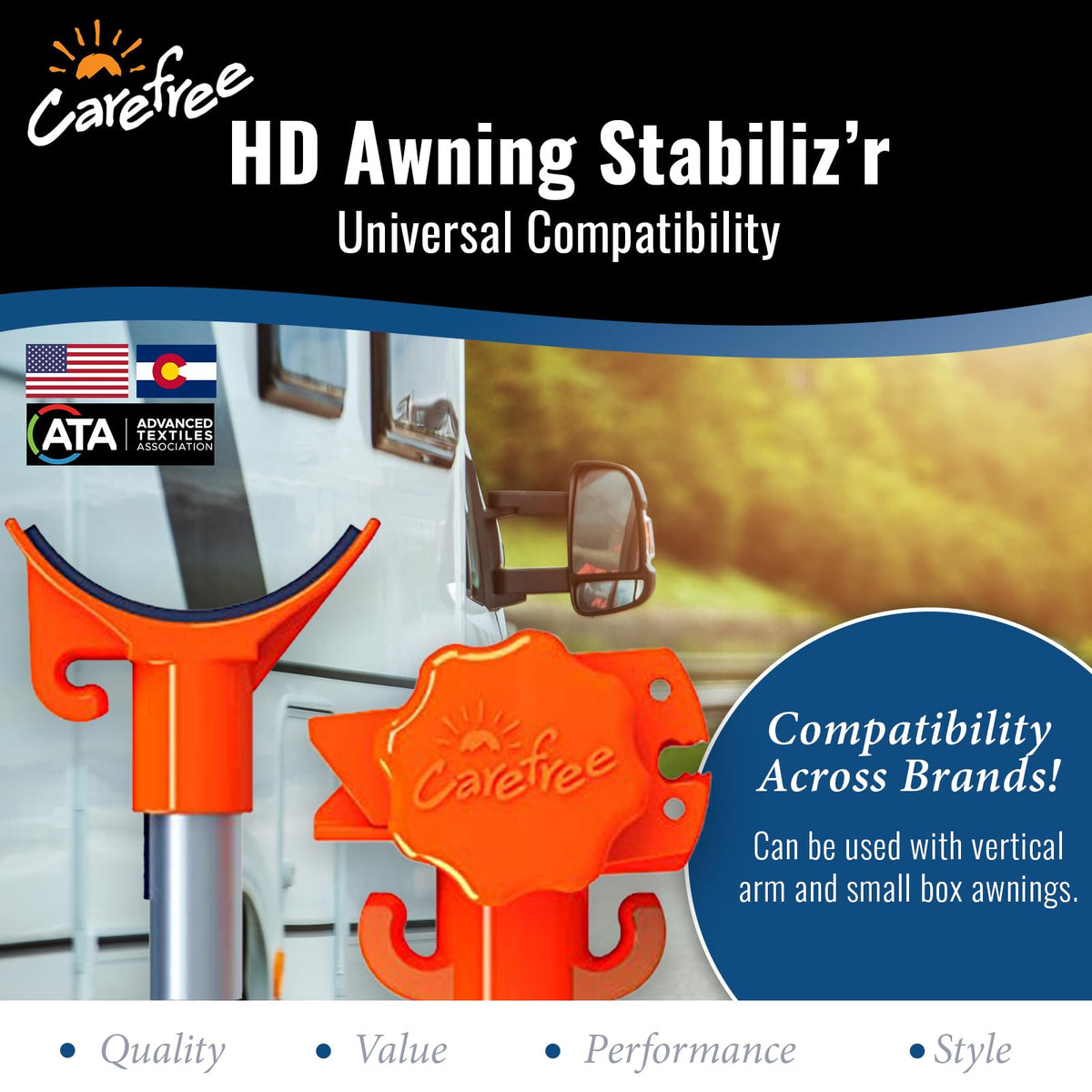 CAREFREE close-up of swivel foot demonstrating secure ground contact and stability