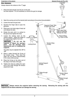 CAREFREE kit installed at campsite beside RV showing improved awning stability and safety