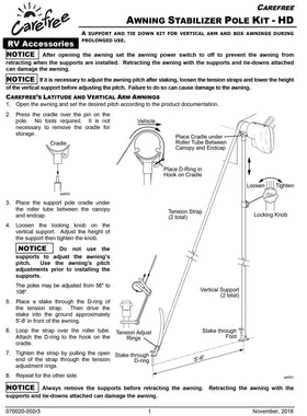 CAREFREE nylon straps and metal stakes laid out highlighting secure anchoring features