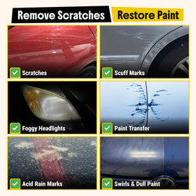 Carfidant before and after on door panel showing improved gloss