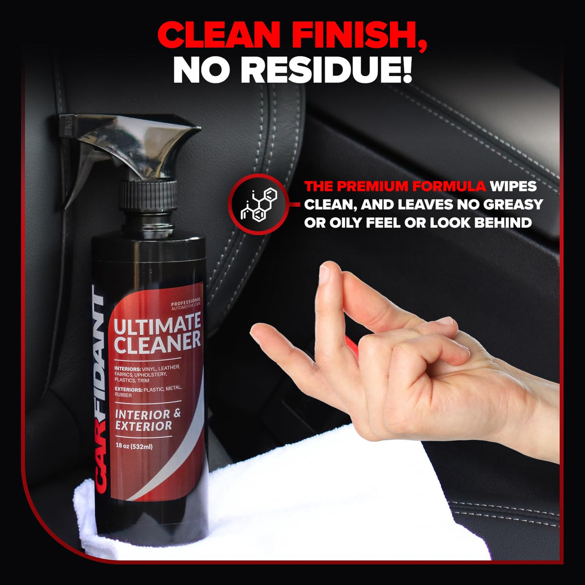 Carfidant treating a carpet spot to lift dirt and eliminate odor