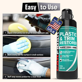 Carfidant treating door trim and rubber seal, rejuvenated look and weather resistance