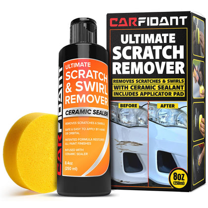 Carfidant bottle front view showing label and easy-to-use design benefit