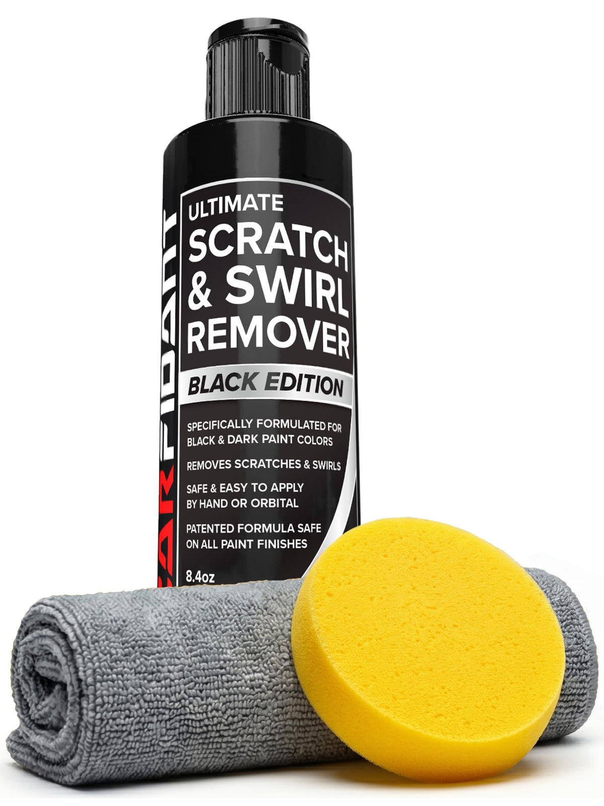 Carfidant front packaging showing black scratch remover benefits
