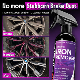 Carfidant close-up purple reaction breaking down iron fallout for visible cleaning