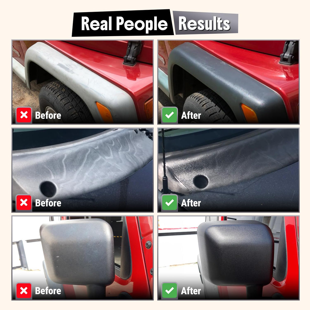 Carfidant used during outdoor detailing session, practical maintenance and refreshed trim
