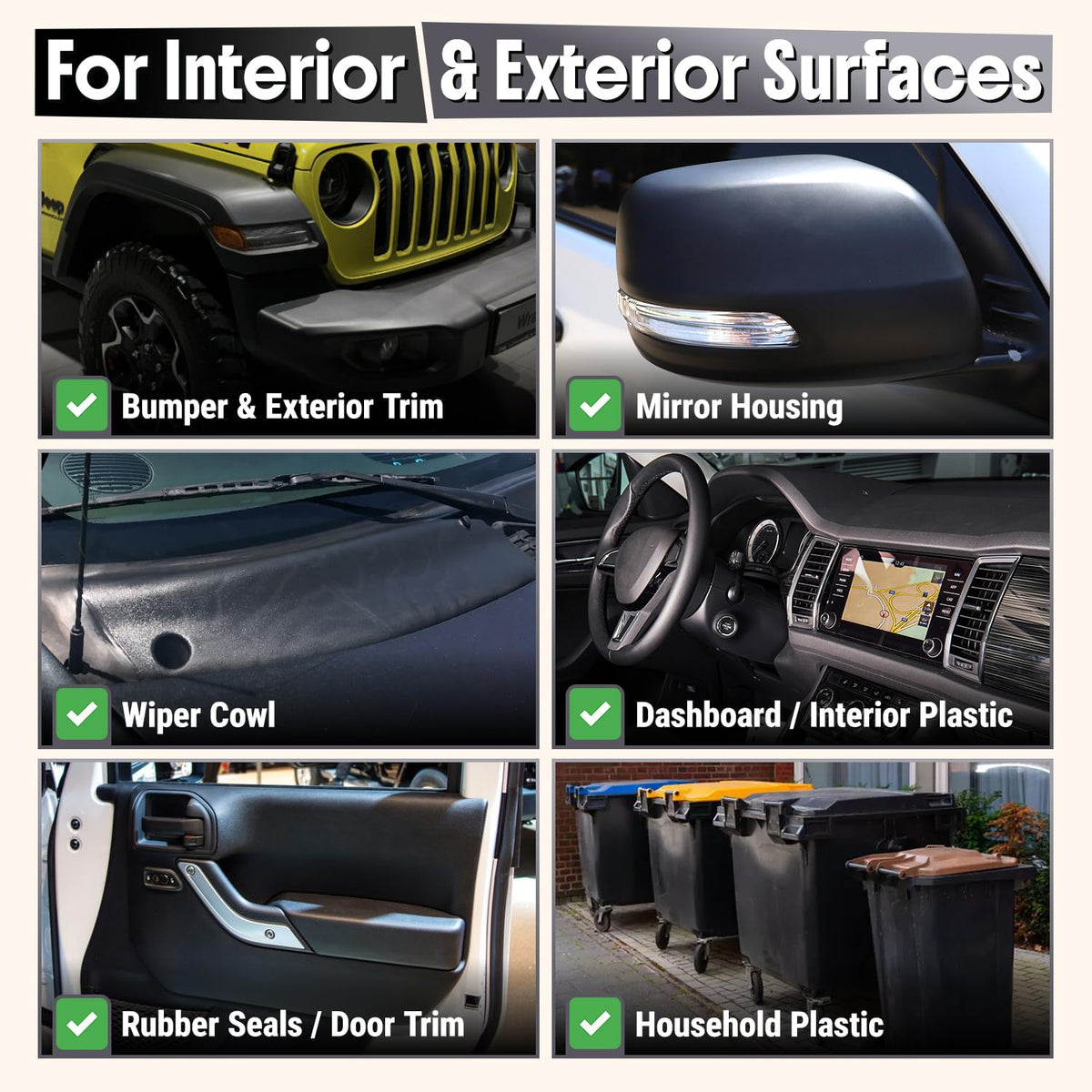 Carfidant used on mirror housing in sunlight, restored appearance and protection
