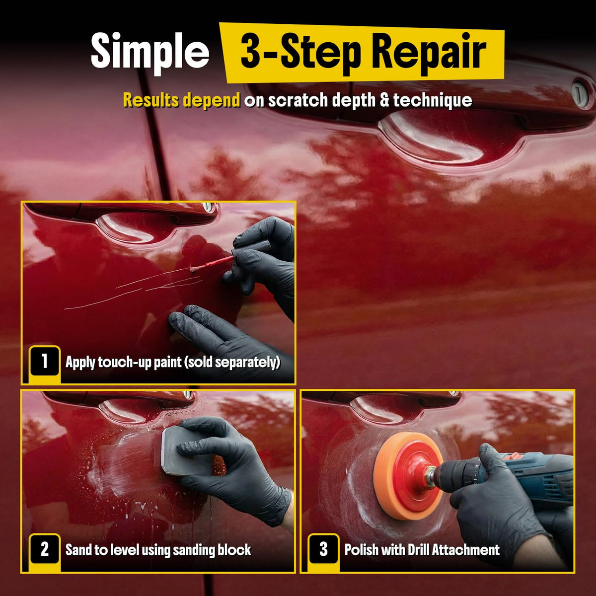 Carfidant foam pad attached to drill demonstrating efficient application