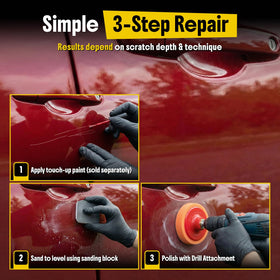 Carfidant foam pad attached to drill demonstrating efficient application