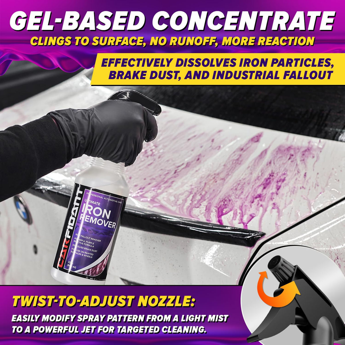 Carfidant before and after on painted panel highlighting restored smooth finish and shine