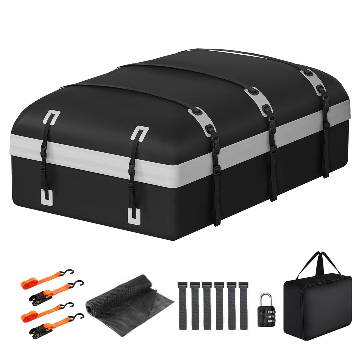 Carforu front view of roof bag showing slim profile and capacity benefit