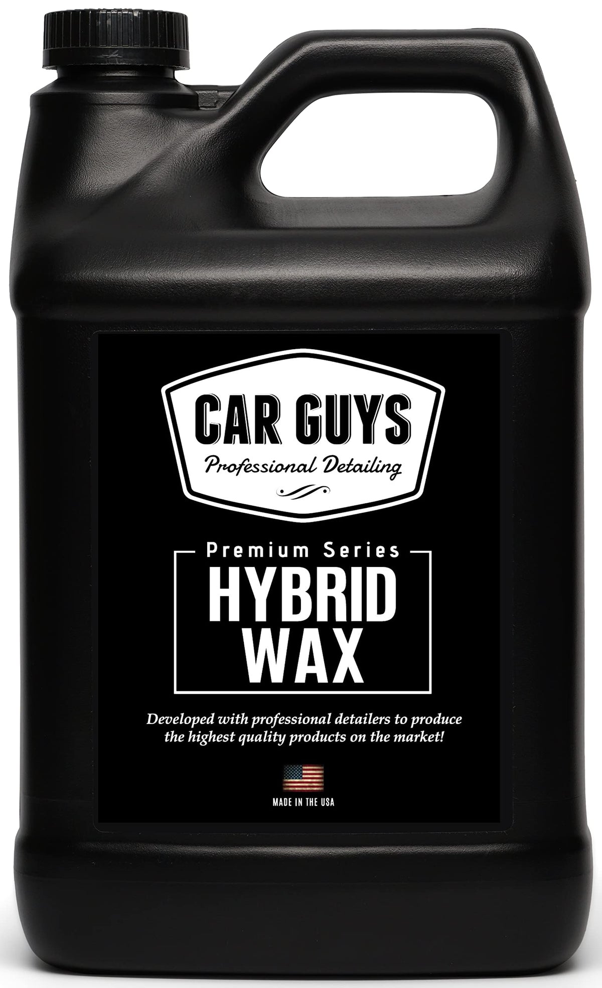 CarGuys gallon front label showing product identity and benefits
