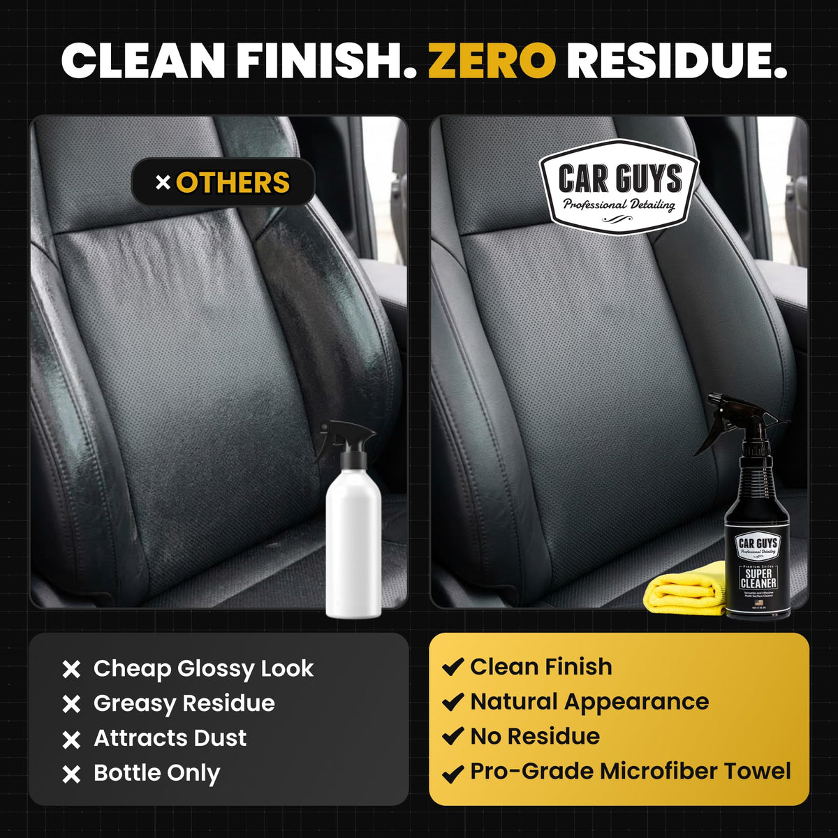 Hand holding 18 oz CarGuys bottle to show scale and portability for on-the-go cleaning