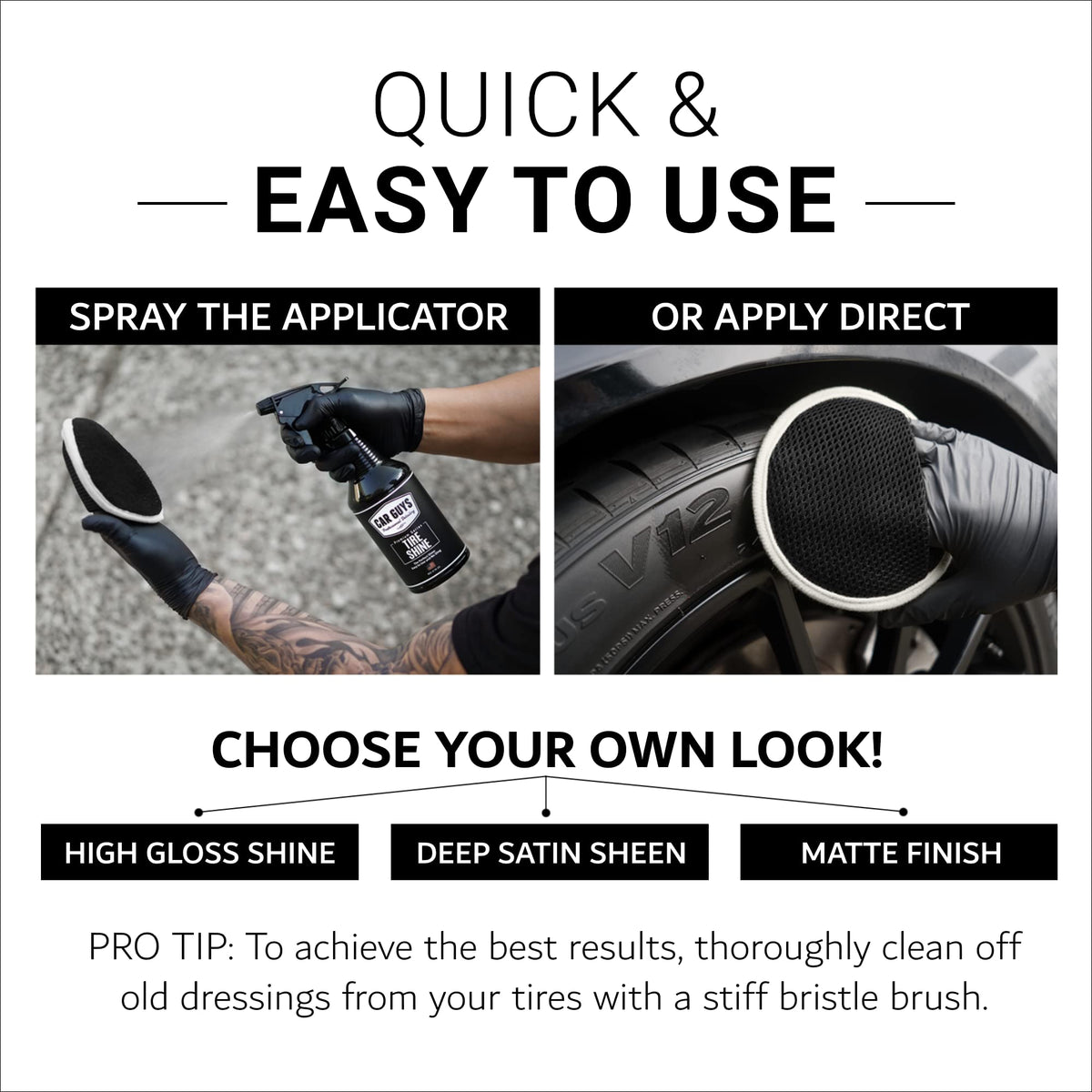 CarGuys comparison of wet and satin finishes to choose preferred look