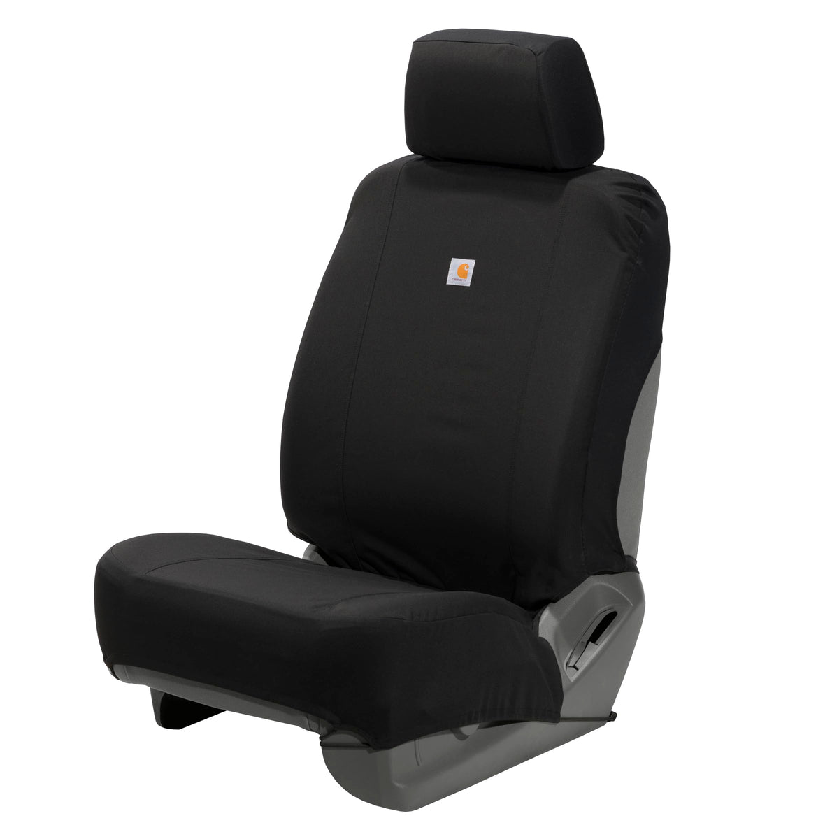 Carhartt front seat cover full view showing complete protection and rugged look
