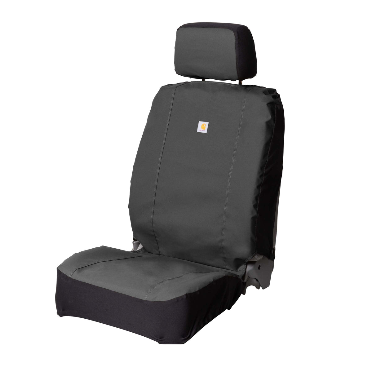 Carhartt gravel full seat cover shown on bucket seat protects upholstery